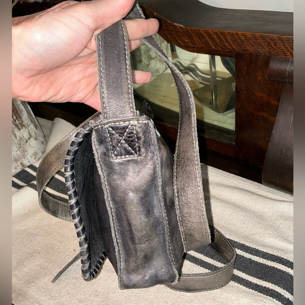 Bed Stu Leather Frankie Crossbody Bag Black Rustic Brown Retail $175 - Picture 8 of 15